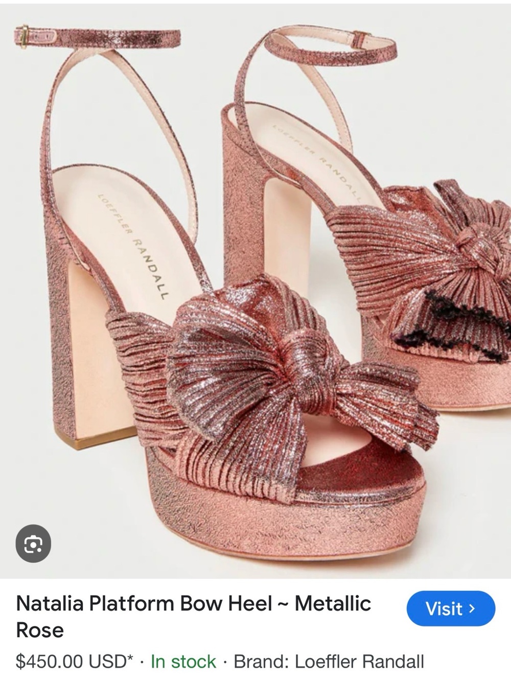 Loeffler Randall Metallic Rose Platform Bow Sandal